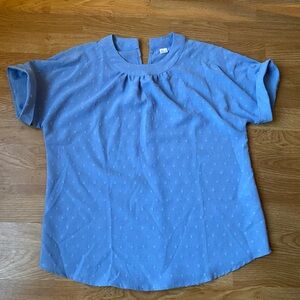 Women’s Blue Short Sleeve Blouse With Polka Dot Pattern Never Worn